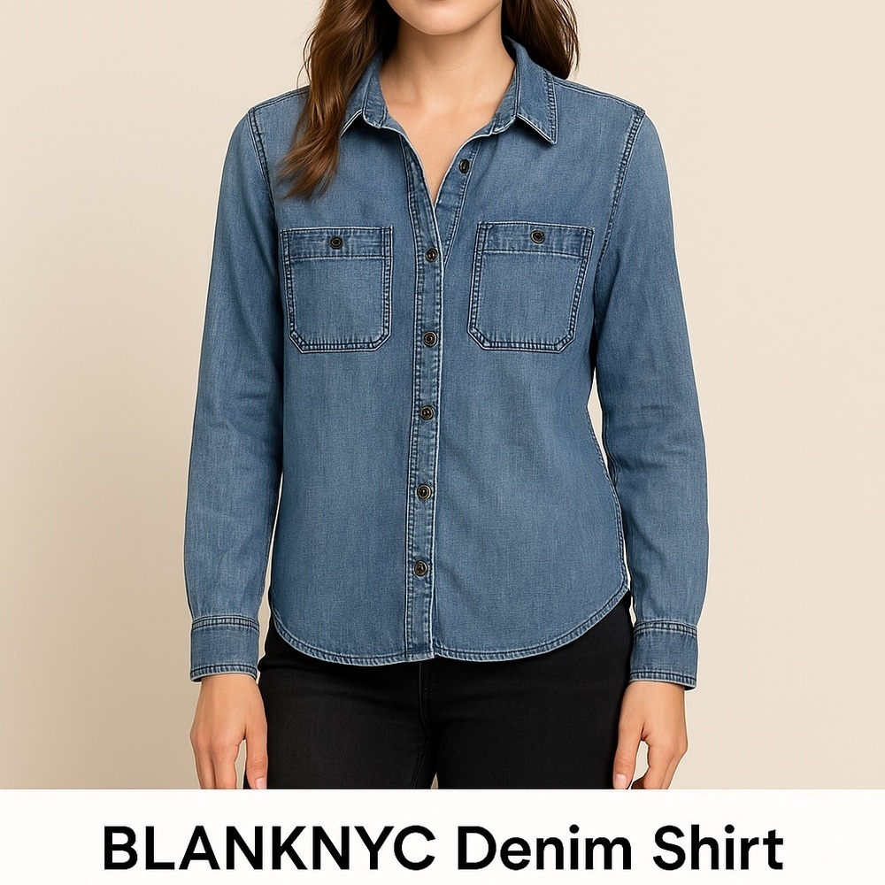 [Blanknyc] Medium Wash Denim Chambray Shirt Size Medium (Nwt) — image 2 of 7